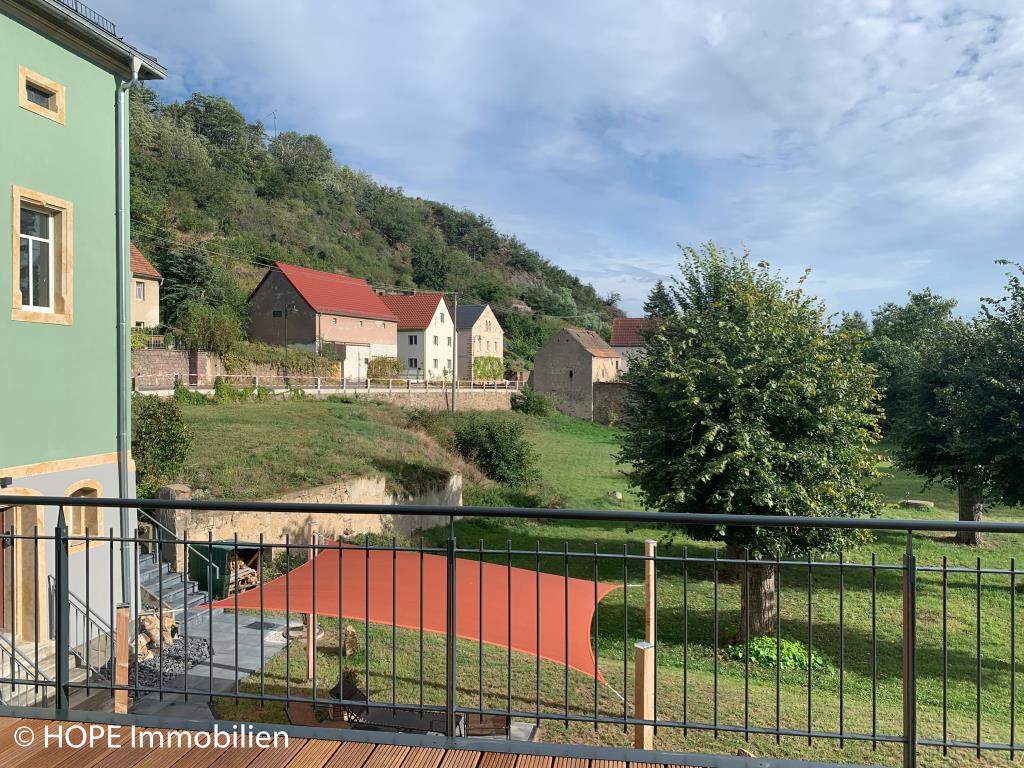 Blick vom Balkon Richtung Straße